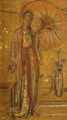 James McNeill Whistler - A Japanese Woman Painting 1872